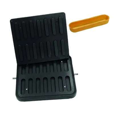 Neumärker Éclair Wechselplatten für Tartlet-Basisgerät | 14 Mulden | Antihaft-Aluminium | Mulden 120x30 mm | 11 kg