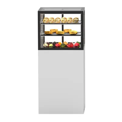 Intergra Kühlvitrine IN60/50-140 mit Sockel | doppelt verglast | Touch-Thermostat | LED | 600x600x1400mm | Edelstahl