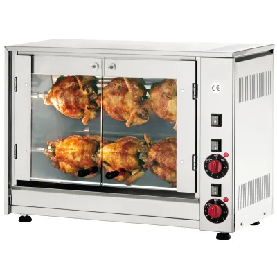 Neumärker Elektro-Hähnchengrill E-6P 05-71015 | 2 Spieße | 6 Hähnchen | Edelstahl | Wandmontage | 230V | 2,8kW | 70x36x53cm