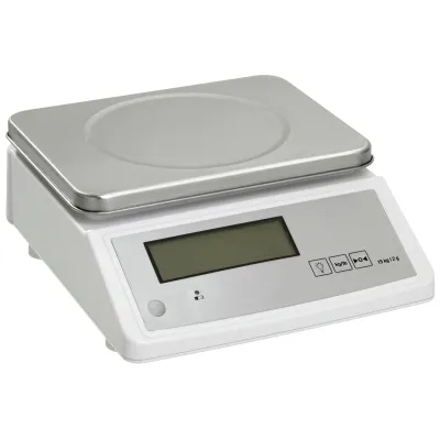 Neumärker Küchenwaage 15 kg | 2 g Teilung | Edelstahlfläche | Tarafunktion | Akku/Netzbetrieb
