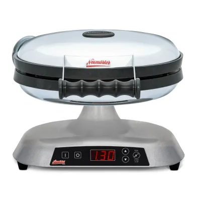 Neumärker Retro-Waffeleisen Galaxia Pluto | Profi Waffelautomat | Energiesparend | Shiny Chrome | 210x210 mm