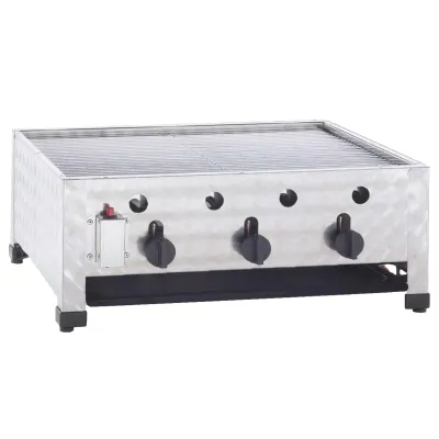 NEUMÄRKER Gas-Kombi-Tischbräter 00-50482 | 3 Brenner | Edelstahl | 12 kW | Piezozündung | Propan/Butan | 600x485 mm