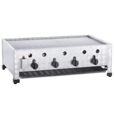 NEUMÄRKER Gas-Kombi-Tischbräter 00-50483 | 4 Brenner | 16 kW | Edelstahl | 760x485 mm | Piezozündung | Propan/Butan