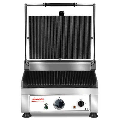 Neumärker Kontaktgrill Panino Budget I 05-80665 | Profi Panini Grill 250x250 mm | Gusseisenplatten | Edelstahl | 1,75 kW | 230V