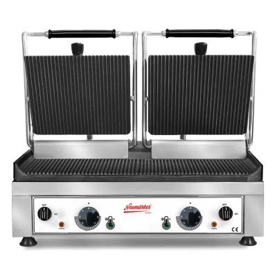 Neumärker Kontaktgrill Gastro Panino Budget III 05-80667 | 3,5 kW | 520x250 mm Grillfläche | Gusseisen | Edelstahl | 230V