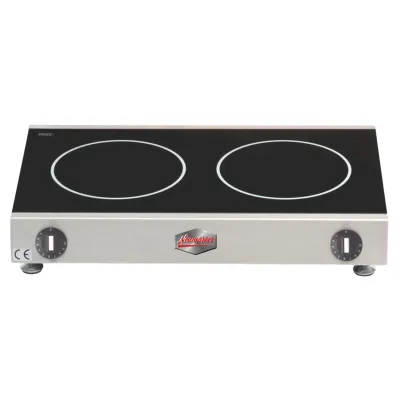 Neumärker Glaskeramik-Kochplatte Econom II N 00-00279 | 2 Kochzonen Ø180mm | Edelstahl | Schott Glaskeramik® | Restwärmeanzeige