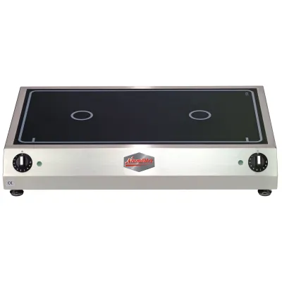 Neumärker Glaskeramik® Doppelkochplatte Elektro 00-00212 | 2 Heizzonen | 6 kW | Edelstahl | Glaskeramik-Glas | 700x455 mm