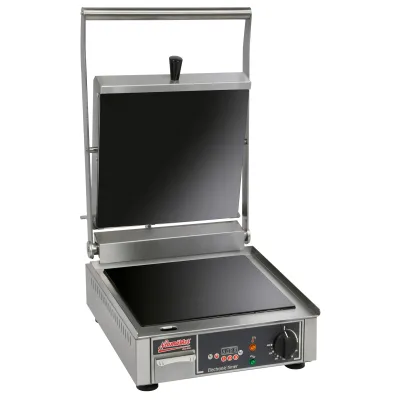 Neumärker Bistro Glaskeramik Kontaktgrill 05-80662 | Glatte Grillplatten | 335x304 mm | 3,6 kW | Edelstahl | Timer | 230V