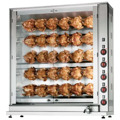 NEUMÄRKER Hähnchengrill E-30-S5 05-71023 | Edelstahl | 5 Spieße | Temperaturregler | innen beleuchtet