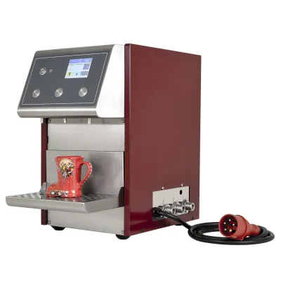 Neumärker Glühweindurchlauferhitzer Heiße Spitze Evo 00-70357 | 3 Leitungen | Touch-Bedienung | 100 l/h | Edelstahl | weinrot