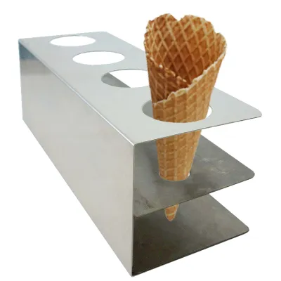 NEUMÄRKER Hörnchenständer 10-40002 | Eishörnchen Halter für 4 Waffeln | Edelstahl | 29x10x10 cm | robust | Gastronomie