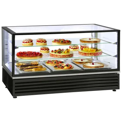 Bistro View Kalte Theke 120C | Kühltheke 3 Ebenen | LED-Beleuchtung | höhenverstellbare Glasböden | 1185x650x735 mm