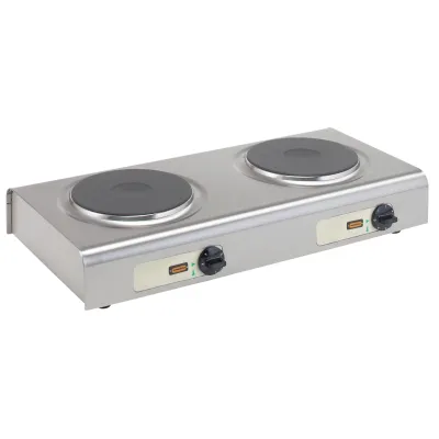 Neumärker Doppelkochplatte 16-00111 | 2 Gussheizplatten Ø 220 mm | Edelstahl | 400 V 4 kW | höhenverstellbare Füße