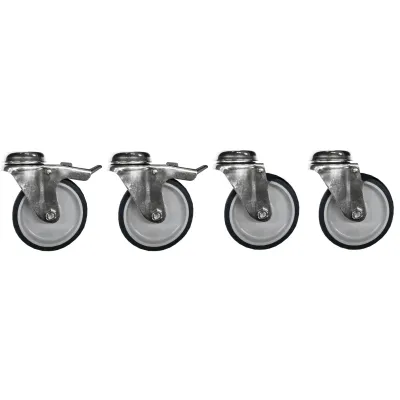 Neumärker Outdoor Rollensatz 17-71620 | Lenkrollen Ø 100 mm | Edelstahl | Vollgummi | 2 Bremsen | Tragkraft 80 kg