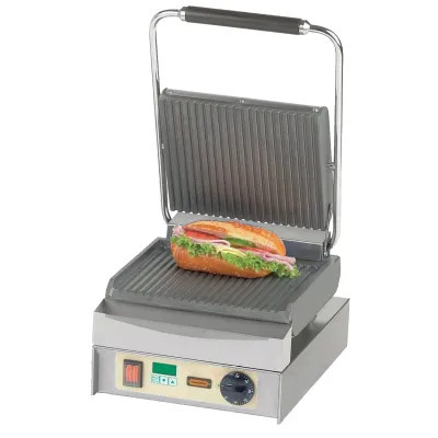 Neumärker Panini Master Kontaktgrill 11-80412DT | Grauguss geriffelt | Digitaltimer | 250x230mm