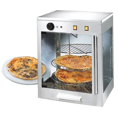 NEUMÄRKER Pizza-Vitrine 05-30185 | Warmhaltevitrine Edelstahl | 0–90 °C Regler | drehende Gitter | rundum verglast