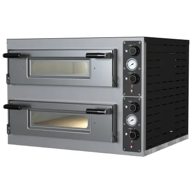 Rustica Pizzaofen Twin | 8 Pizzen Ø32 cm | Schamottstein | 11,2 kW | 400V | Edelstahlfront | getrennte Ober-/Unterhitze