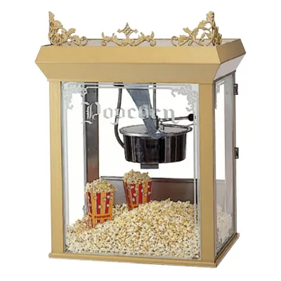 Popcornmaschine Nostalgie Cinema | Vintage Design | Edelstahlkessel | Wärmelampe | 12-14 Oz | 1,43 kW | gold