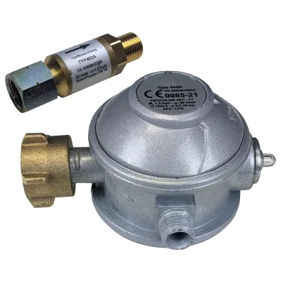 Profi-Druckminderer inkl. Schlauchbruchsicherung | 50 mbar | für gewerblichen Einsatz | DGUV Vorschrift 79 | 0,35 kg