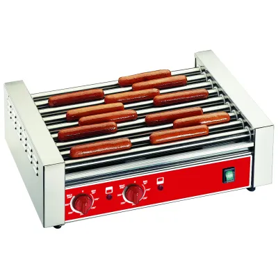 Neumärker Rollengrill RG9 05-50830 | Hot Dog Grill | 9 Rollen | Edelstahl | 230V 1,65kW | 560x375x180mm | 2 Heizzonen