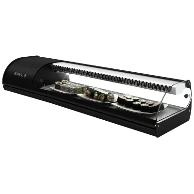 Neumärker Sushi-Kühlvitrine Royal Cooling 4 | 4x GN 1/3 | LED | +2° bis +6°C | Kompressor links | Edelstahl