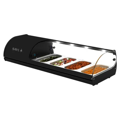 Neumärker Kühlvitrine Royal Cooling Tapas 4 05-70500BKL | 4x GN 1/3 | +2° bis +6°C | LED | Glasfront | Kompressor links