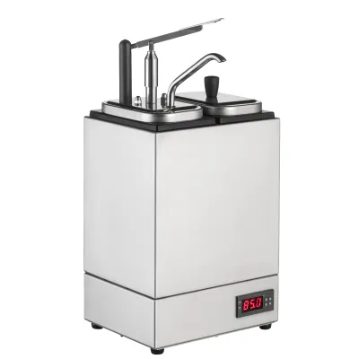 Neumärker Soßenspender 2x3L beheizt | Edelstahl | 1 Pumpe | Wasserbad | 30-90°C | 230V