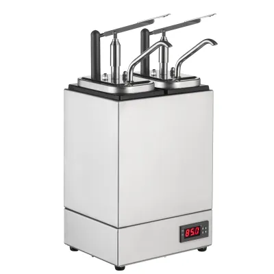 Neumärker Soßenspender 05-51534N | beheizt | 2 Pumpen | 2x 3 Liter | Edelstahl | Wasserbad | Temperaturregelung 30–90 °C