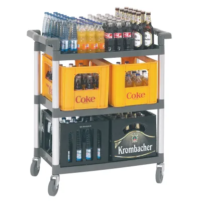 NEUMÄRKER Servierwagen Aluminium 00-70450 | 3 Ablagen | 120 kg Tragkraft | 4 Rollen | 830x415x940 mm