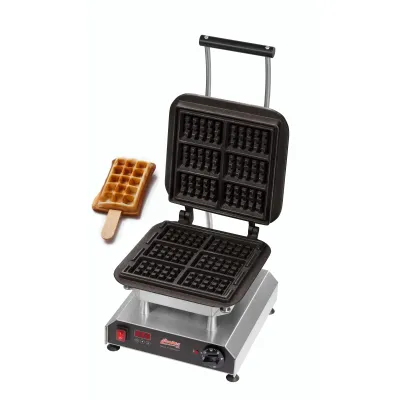 Neumärker Waffeleisen Thermocook® 12-40801-43 | Rahmwaffel am Stiel | 6 Waffeln 65x100x30mm | Wechselplatten | Edelstahl | 2,8 kW