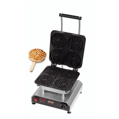 Neumärker Waffeleisen Thermocook® | Waffel-Bärchen am Stiel | 4 Waffeln 120x120x18 mm | Edelstahl | Antihaft | 2,8 kW