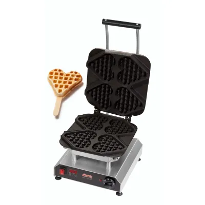 Neumärker Waffeleisen Thermocook® 12-40801-44 | Herzwaffeln am Stiel | 4 Stück | Wechselplatten | Gusseisen | Edelstahl