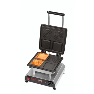 Neumärker Waffeleisen Thermocook® 12-40801-04 | Sandwich Maker | X-Waffel Wechselplatten | 2 Waffeln 108x108x20mm | 2,8kW | 230V