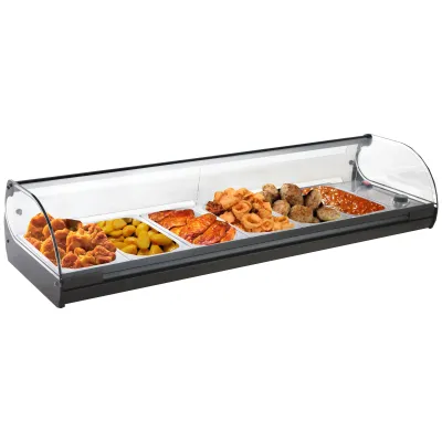 Neumärker Warmhaltevitrine Cristal 6 05-70526BK | 6x GN 1/3 | 30–90°C | LED-Beleuchtung | 1190x395x270 mm | 1 kW