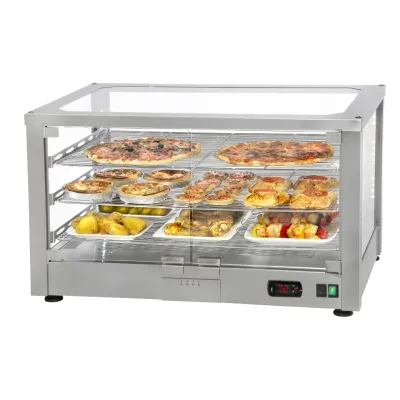 Neumärker Warmhaltevitrine Panorama 3 05-10304 | 3 Ebenen | Edelstahl | Umluft | 20–90°C | Feuchtigkeitskontrolle