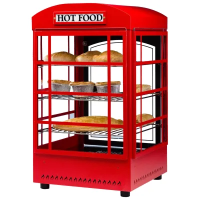 Neumärker Warmhaltevitrine Phone Box 05-51245 | 800 W | 430x430x700 mm | britisches Design | 3 Roste | 30–80°C | Rot