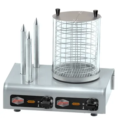 Neumärker Würstchenwärmer Hot-Dog Gerät 13-50171 | 3 Toastspieße | Edelstahl | Glaszylinder Ø200x270 mm | 1,2 kW | 230V