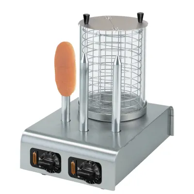 Neumärker Würstchenwärmer Hot-Dog mit Stäben 13-50170 | Profi Wurstwärmer | Edelstahl | Glaszylinder Ø200x270 mm | 1,2 kW | 230V