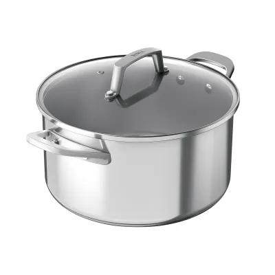 NINJA Bratentopf C60218DE | Kochtopf 18 cm Edelstahl | Glasdeckel | Induktionsgeeignet | Spülmaschinenfest | Silber