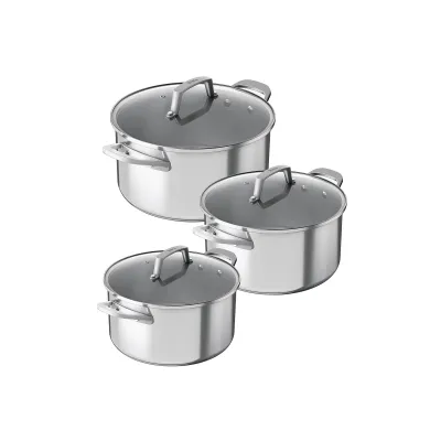 NINJA Topfset 3-teilig C63000DE | Edelstahl Kochtopf-Set Ø16/18/20cm | induktionsgeeignet | spülmaschinenfest