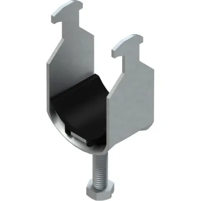 Niedax Bügelschelle BAK 46 | Hammerfuß | für C-Profilschiene 40-46mm | Stahl verzinkt | Kunststoffwanne schwarz