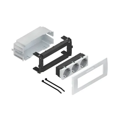 NIEDAX Geräteeinbausteckdose 3-fach GES 3 R R | Einbaudose Kanal | waagerecht | 250V 16A | vorverdrahtet | reinweiß
