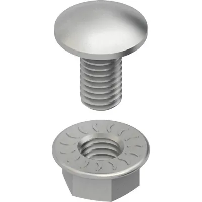 Niedax Flachrundschraube FLM 6X12 F | M6 x 12 mm | feuerverzinkt | inkl. Flanschmutter | Stahl