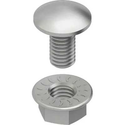 Niedax Flachrundschraube FLM 6X12 F | M6 x 12 mm | feuerverzinkt | inkl. Flanschmutter | Stahl