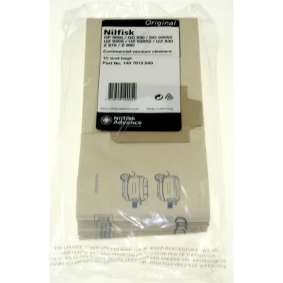 Nilfisk Staubsaugerbeutel 1407015040 für GD 930 / UZ 930 | 10 Stück | Original Zubehör | Papier | hohe Filtration