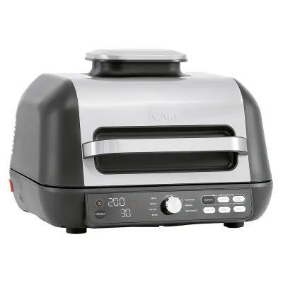Ninja Grill & Heißluftfritteuse AG651EU | 7-in-1 | 3,8L | Plancha | Digitaler Temperaturfühler | Schwarz/Silber