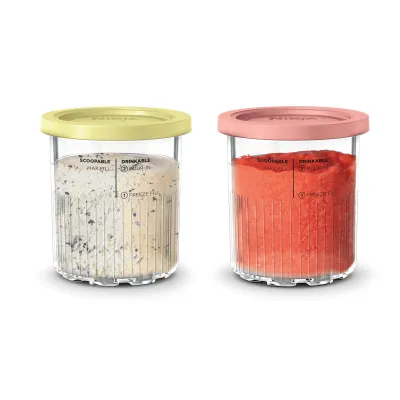 Ninja Dessert Behälter Set NC501EU | Ersatzbehälter für CREAMi Deluxe | 2 Stück | spülmaschinenfest | farbige Deckel