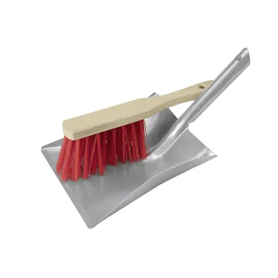 KA Kehrgarnitur 00455599 | Kehrblech Metall 38x22 cm | Handfeger Elaston | Buchenholz unlackiert | 2-teilig | natur/grau