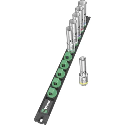 Wera Steckschlüssel-Satz C Deep 1 05005470001 | 1/2 Zoll (12,7 mm) | 6-tlg. | lang | Magnetleiste | verchromt