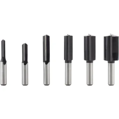 Bosch Nutfräser-Set 2607017466 | 6-teilig | 8 mm Schaft | Carbide | Holz & Holzverbundstoffe | robuste Box